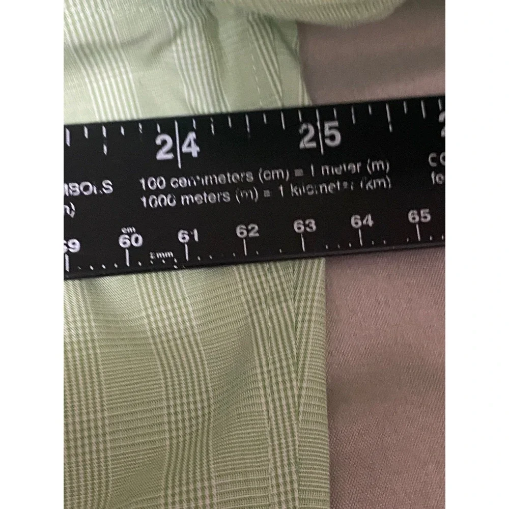 Lands' End Button Down Shirt Mens 17x37 Green Preppy Wrinkle Free Broadcloth